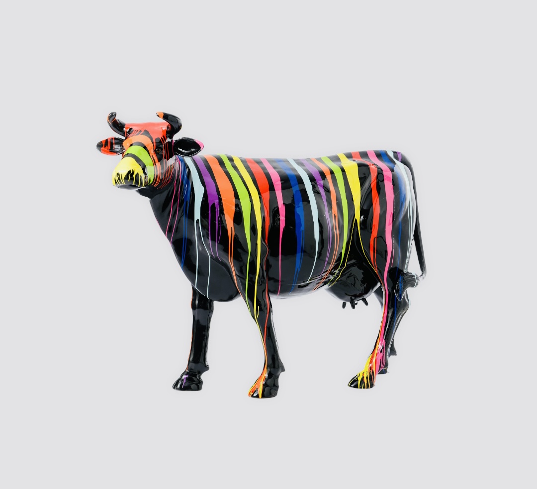 Sculpture Métal Tête De Vache - Décoration Jardin Extérieure - 30x30 Cm, Fer